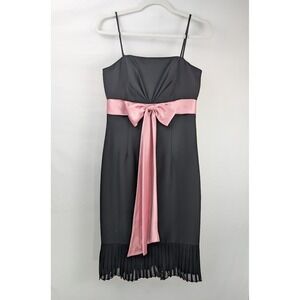 Vintage Y2K Cache Coquette Hoco Mini Dress Sz 2 Black Pink Fairy Formal Cocktail
